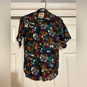 PROTEST VINTAGE Y2K 100% SILK LOUD ALL OVER  PRINT LIGHTWEIGHT SHIRT MEN